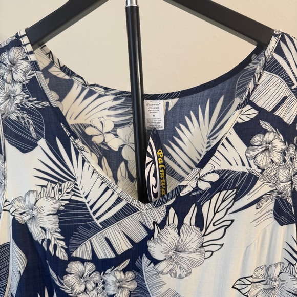 Palmwave Hawaii Women’s Sleeveless Blue & White Floral Aloha Dress Size M (NWT) - Picture 4 of 9